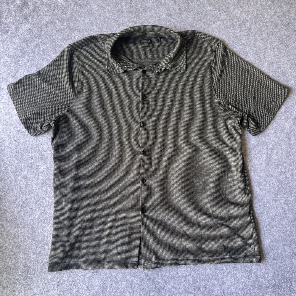 Buffalo David Bitton Short Sleeve Button Down Large‎ Grey Micro Pattern Knit
